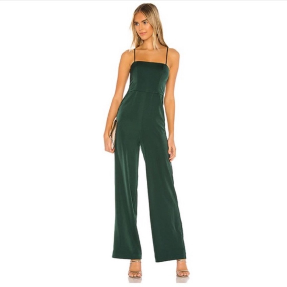 Lovers + Friends Emerald Green Wide Leg Jumpsuit Spaghetti Strap